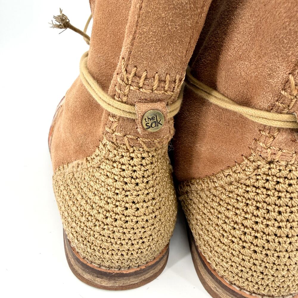 The Sak Tan Genuine Suede Aztec Southwestern Crochet Boots - Picture 6 of 11